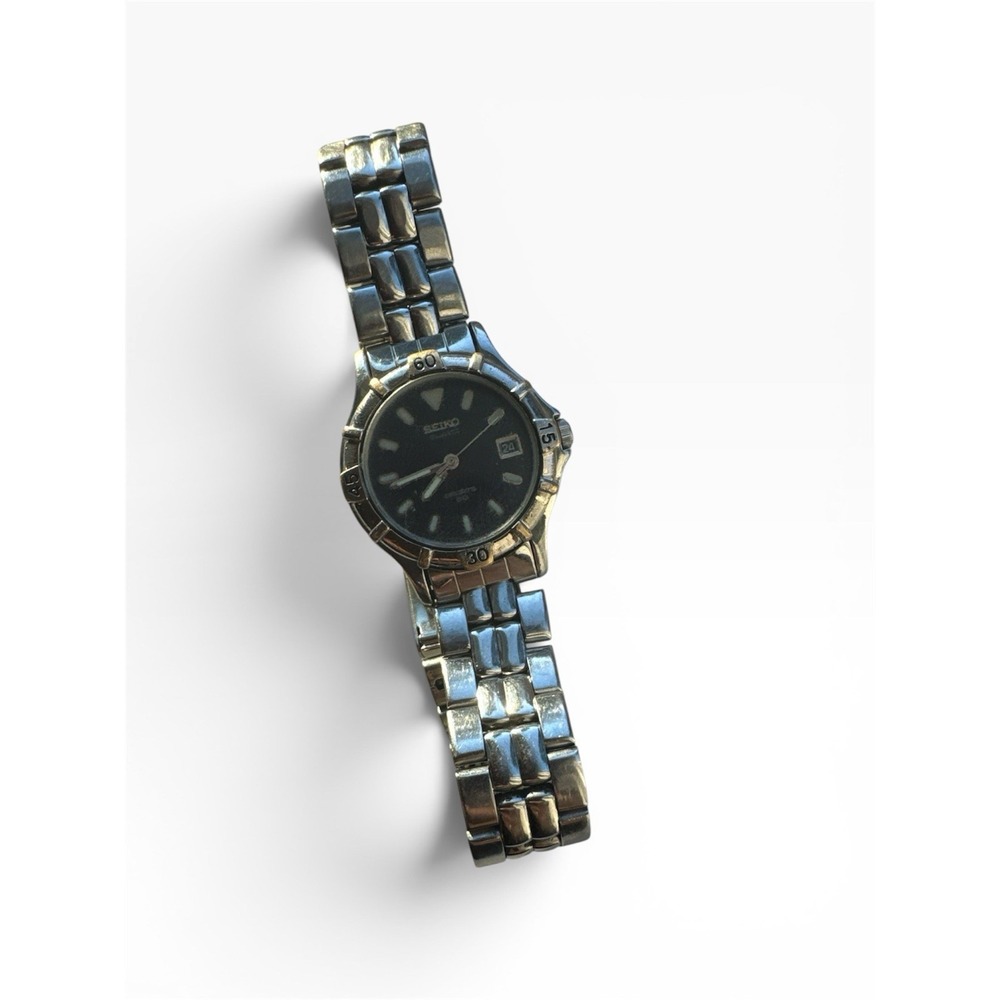 Seiko Sports 50 Womens Watch 25mm Silver Tone Date 7N82-0261 Works